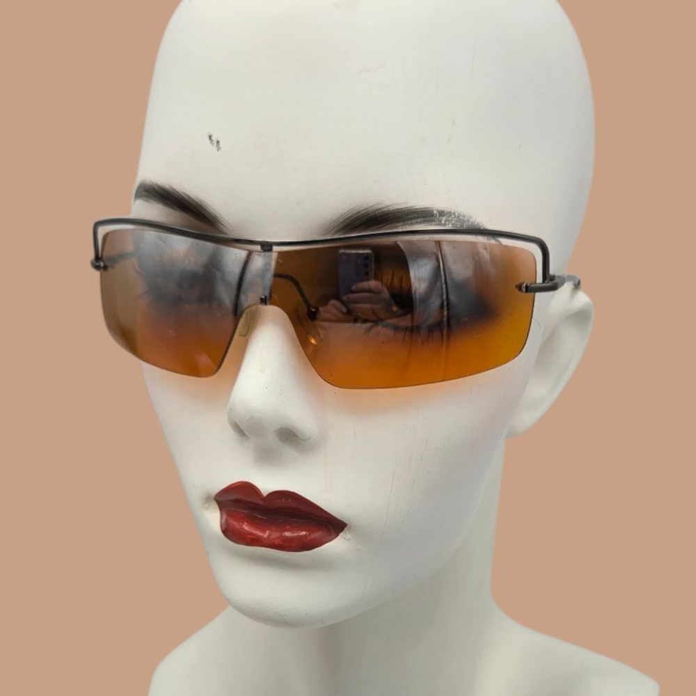 Vintage Emanual Italy Y2K Visor Sunglasses MOD CE-6058-04 Half Frame Mono Lens